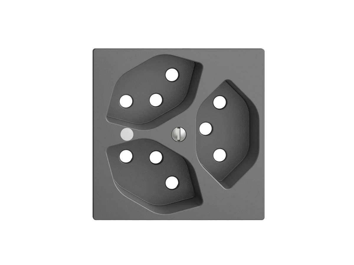 Frontset EDIZIOdue dunkelgrau 60×60mm 3×T13 mit Linse