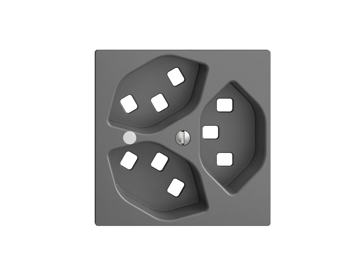 Frontset EDIZIOdue dunkelgrau 60×60mm 3×T23 mit Linse