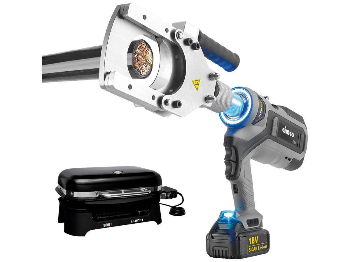 Set Schneidzange Cimco CimCut 85 Ø85mm inkl. Elektrogrill Weber Lumin