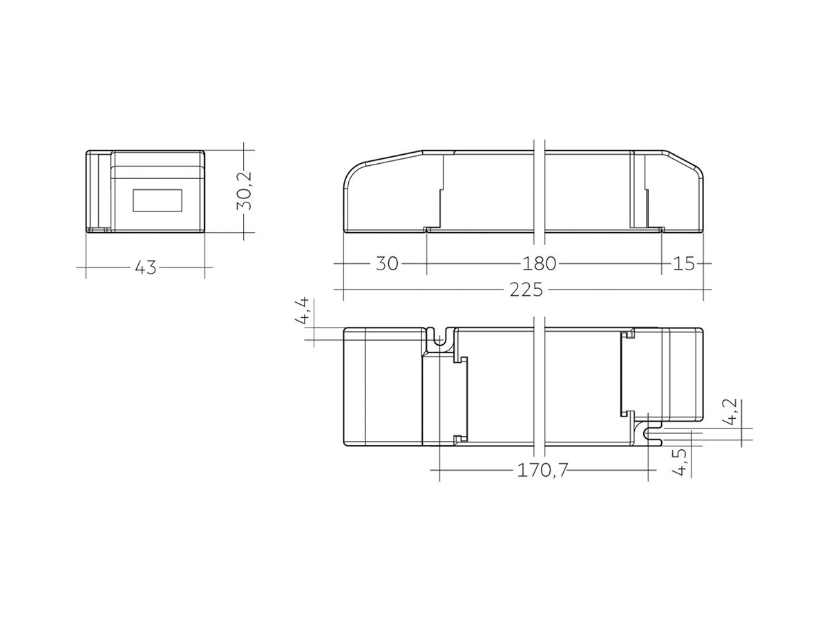 LED-Konverter basicDIM LC 60/24V bDW SC PRE2 SP 24V, 60W, 43×30×225mm