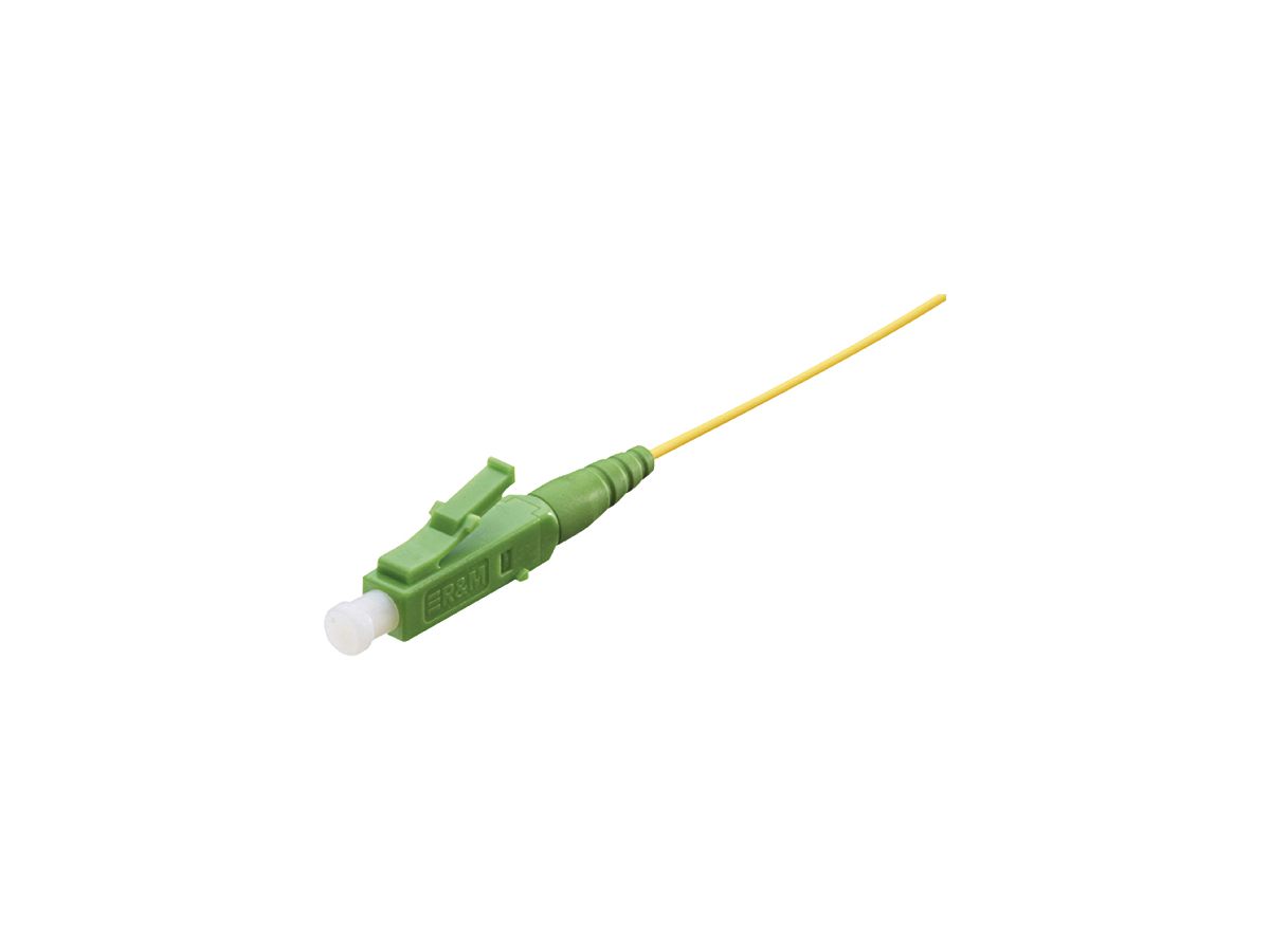LWL-Pigtail R&M, Stecker LC APC 8° SM grün, Faser 9/125µm G.657 LSZH gelb 0.7m