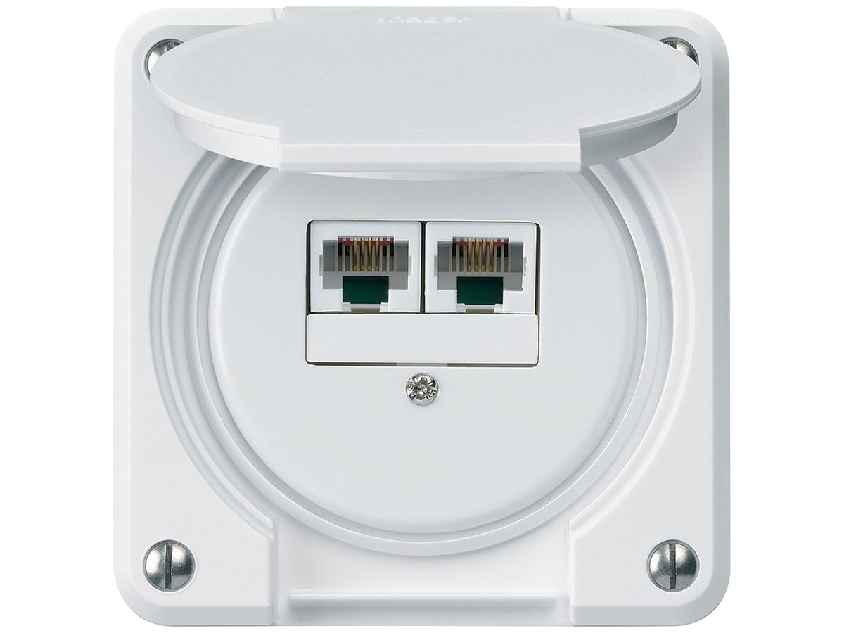 UP-Anschlussdose robusto IP55 weiss 2×RJ45/u parallel