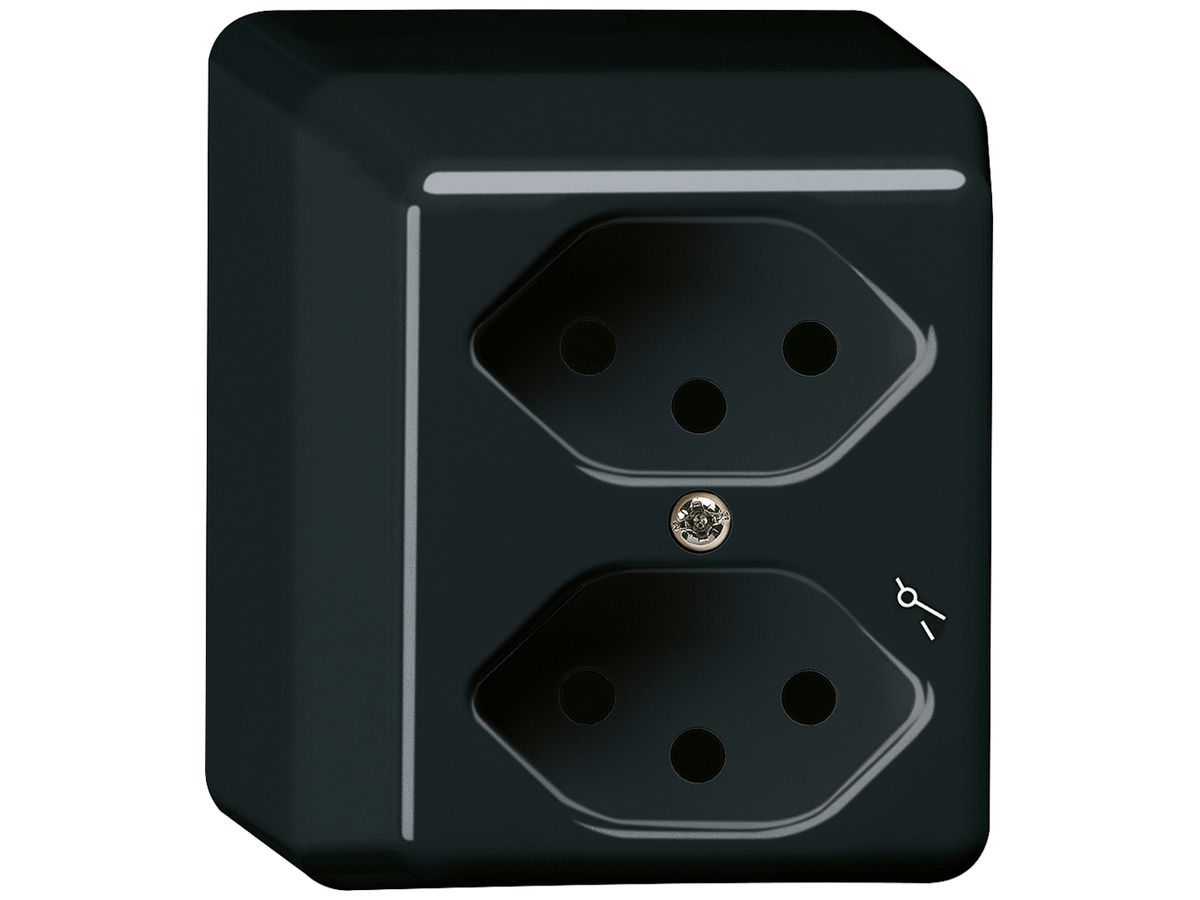 AP-Steckdose basico 2×Typ 13/1S schwarz