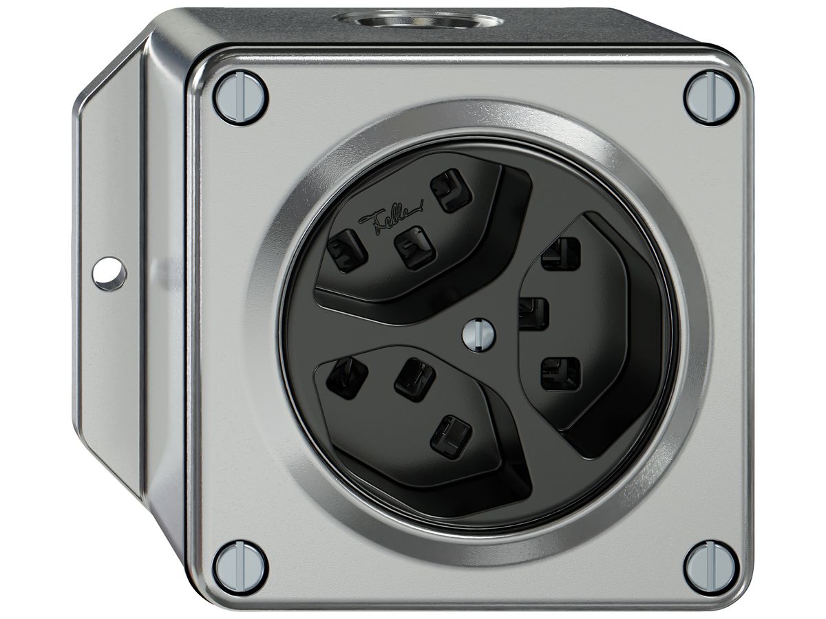 AP-Steckdose ELEMENT 3×Typ 23 16A 250V IP20 aluminium