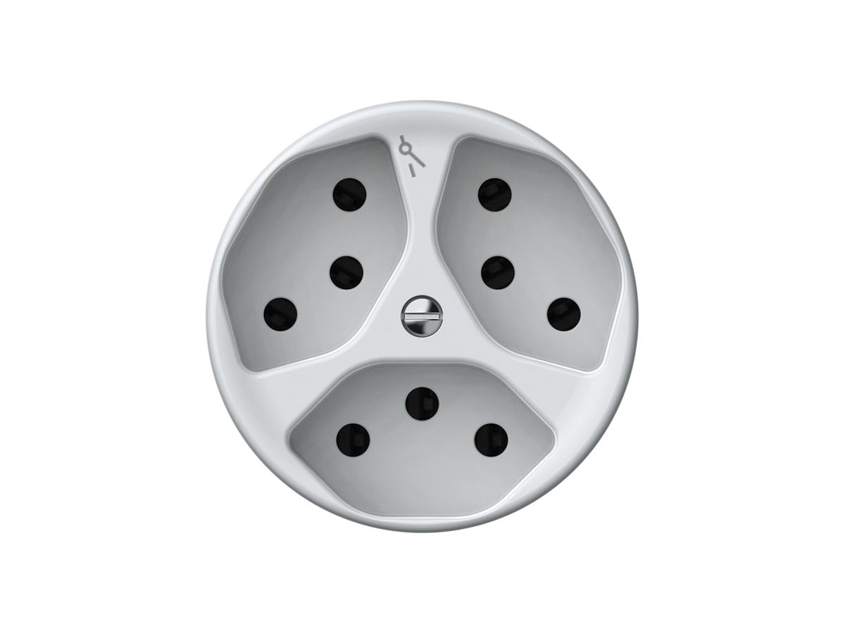 Steckdose origin 3×Typ 13 1×S 10A 230V 60×60mm weiss