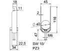 Schnellverleger BET 2056 U-Fuss Kunststoff 34…40mm 2×Kabel Stahl tfZn