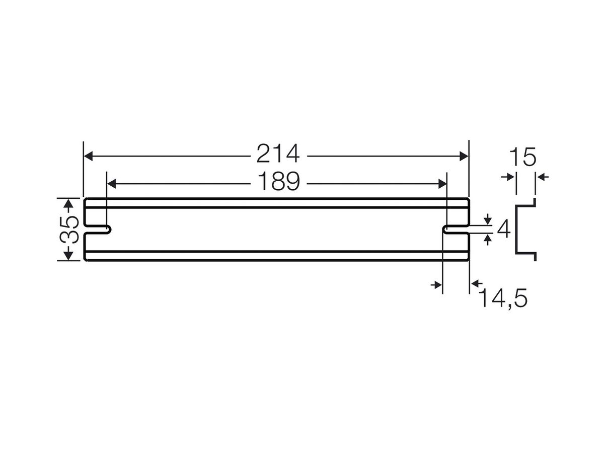 Tragschiene Hensel, 214mm, für DK / KF / EB 50…