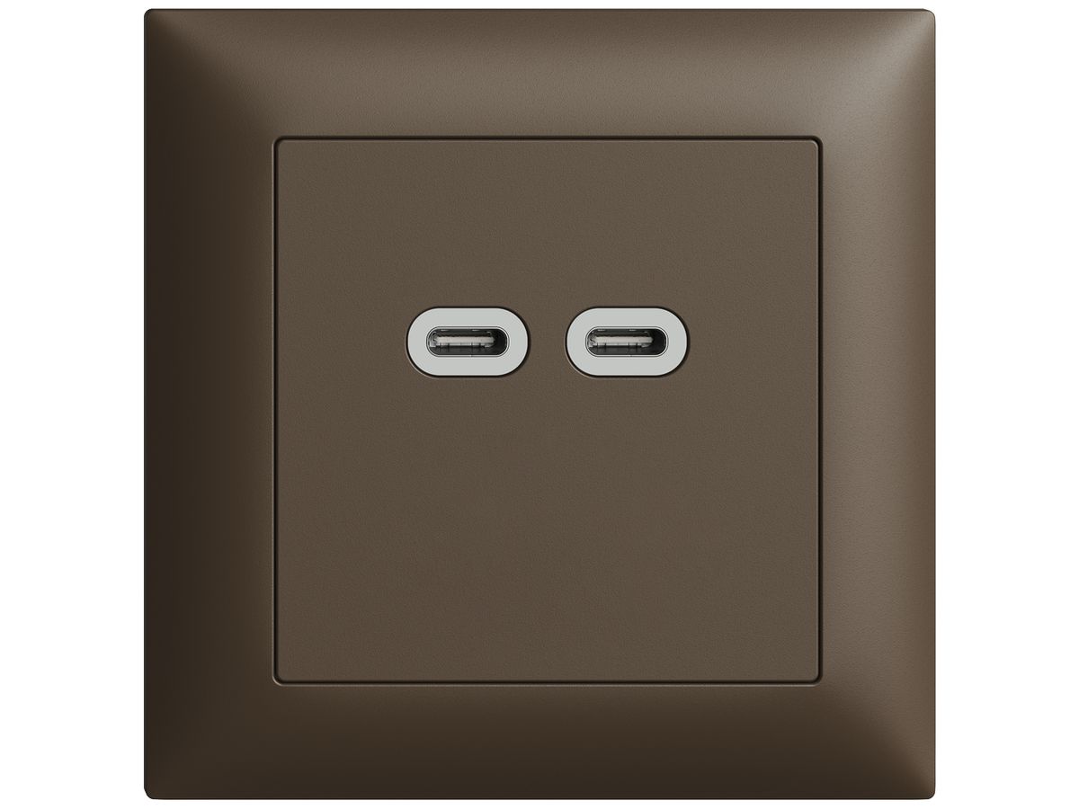 UP-Steckdose USB 18W 2×Typ C Feller EDIZIOdue FMI 230V 3600mA coffee