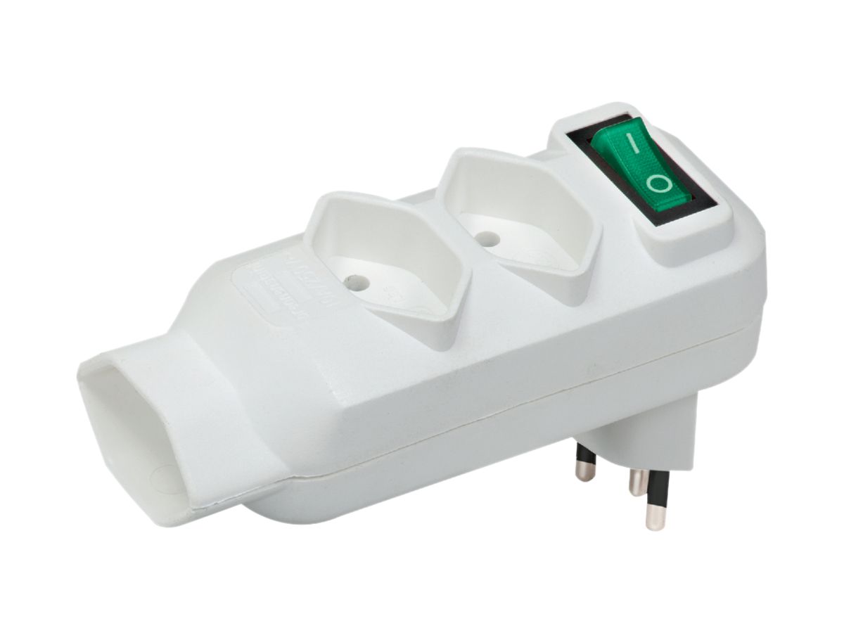Mehrfachstecker drehbar 3×T13 weiss