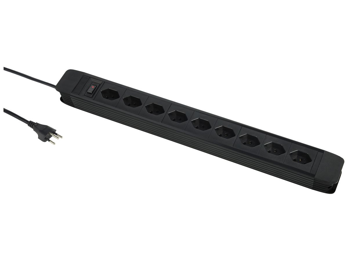 Steckdosenleiste PRINCIPIO 9×Typ 13 horizontal Kabel 5m Schalter schwarz