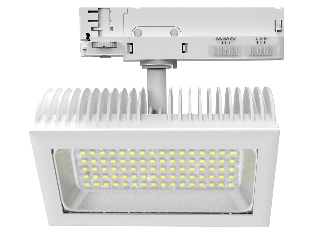 LED-Strahler DOTLUX FLEXAtrack 38W 2805lm 3000…5700K DIM AD3PH 201×108mm ws