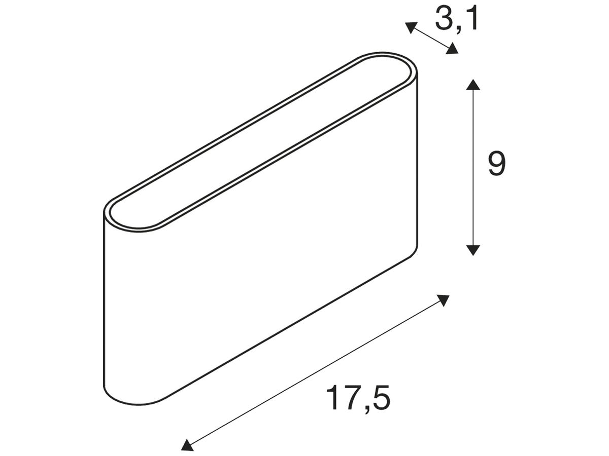 LED-Wandleuchte SLV OVAL 18 9.3W 860lm 2700…3000K IP65 31×175mm schwarz