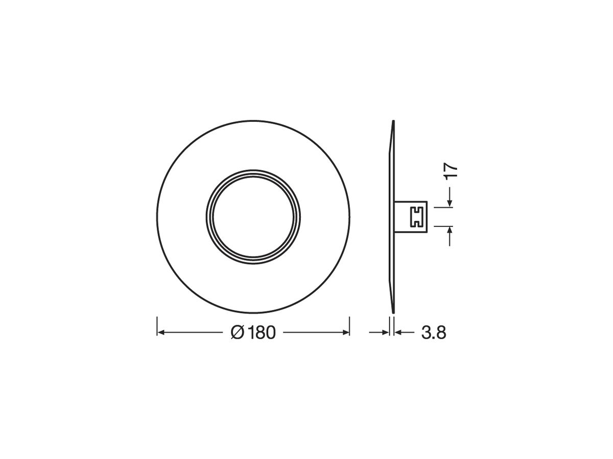 Abdeckring LEDVANCE für Einbauspot EB-Ø68mm, Stahl Ø180mm schwarz