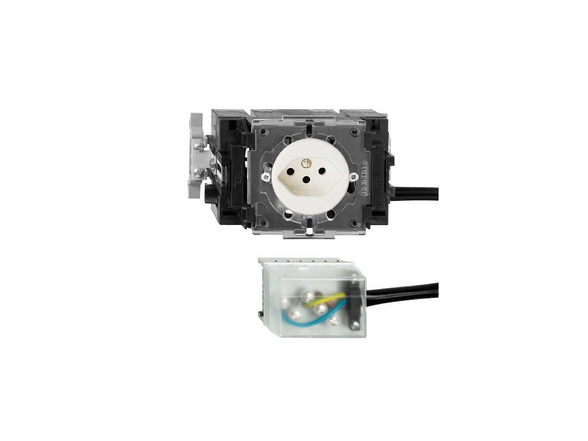 EB-Steckdose FH T13 L1 weiss 53mm Snap für Flachkab.Powerbus
