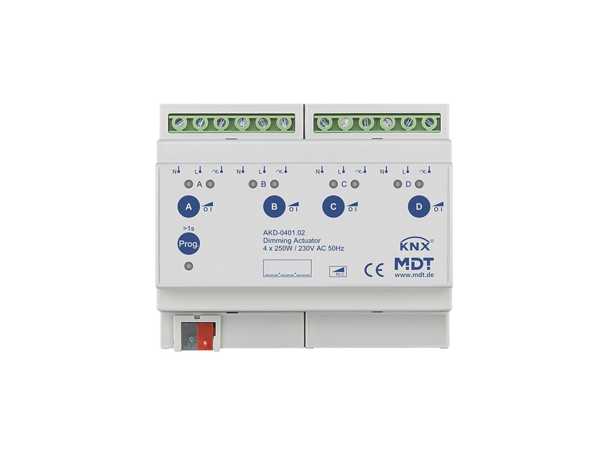 REG-Dimmaktor KNX MDT AKD-0401.02 4-Kan 250W 230VAC 6TE