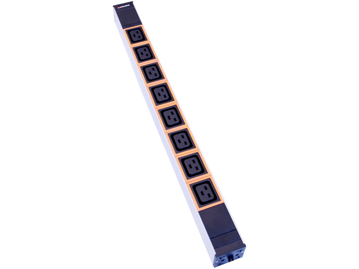 Steckdosenleiste 19" 1HE 8×C19 IEC320 Td3×1.5mm² 3m Stecker C20 orange/schwarz