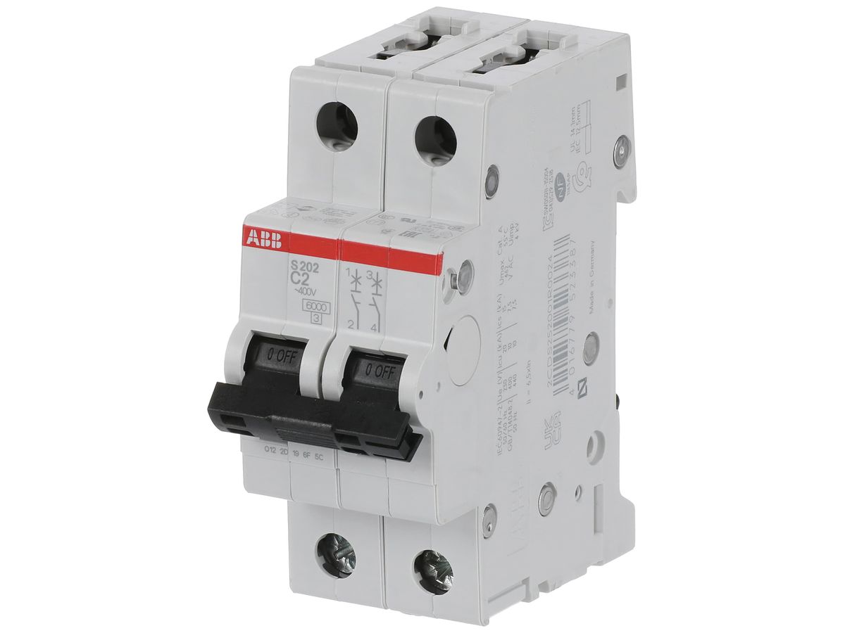 Leitungsschutzschalter ABB S202-C2 2A C 6kA