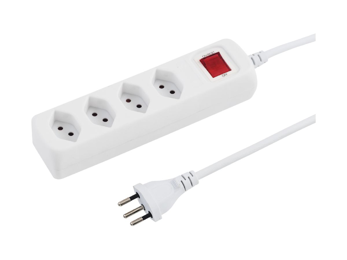 Steckdosenleiste STEBA POWER EASY 4×T13 mit Kinderschutz +Sch.1.5m weiss