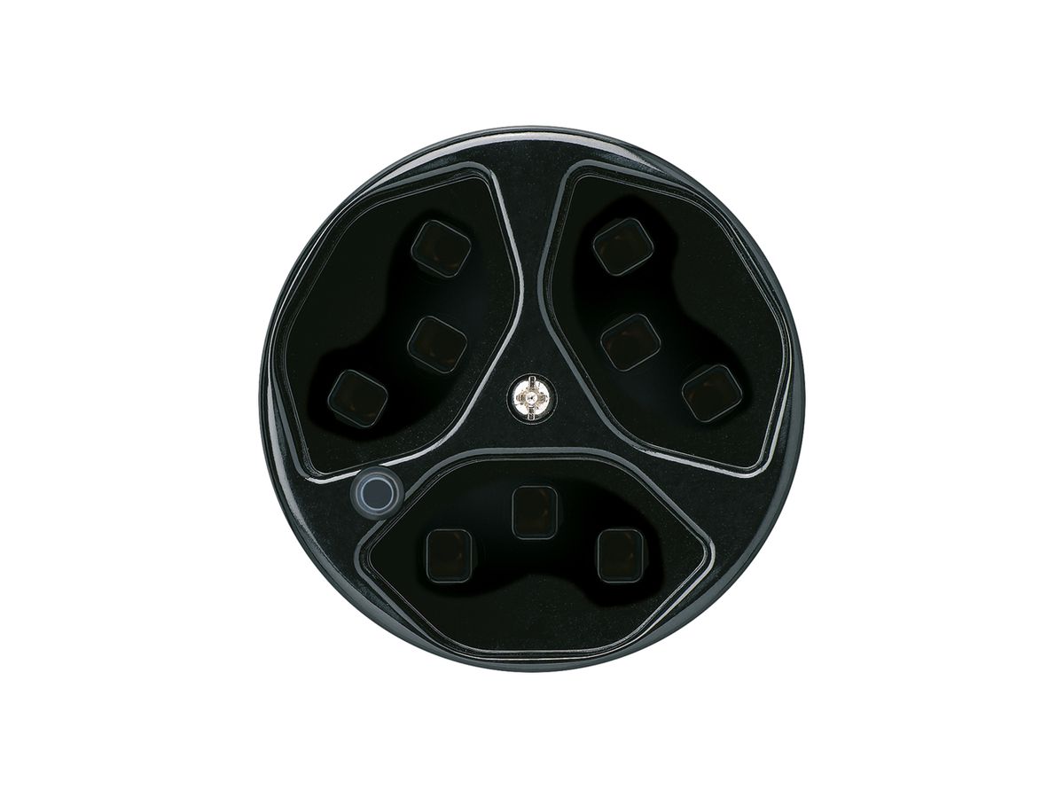 Steckdose Hager basico 3×Typ 23 beleuchtet A schwarz