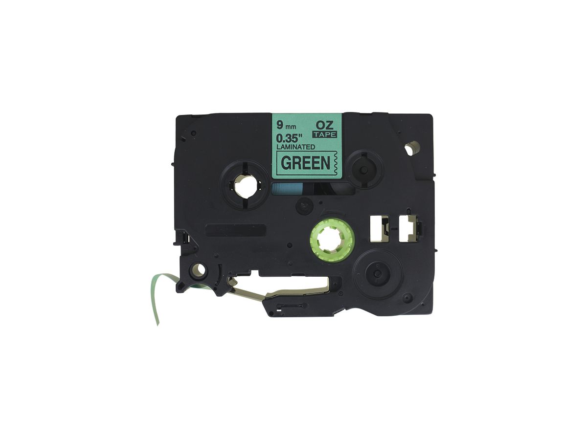 Schriftbandkassette kompatibel zu OZE-721, 9mm×8m, grün-schwarz