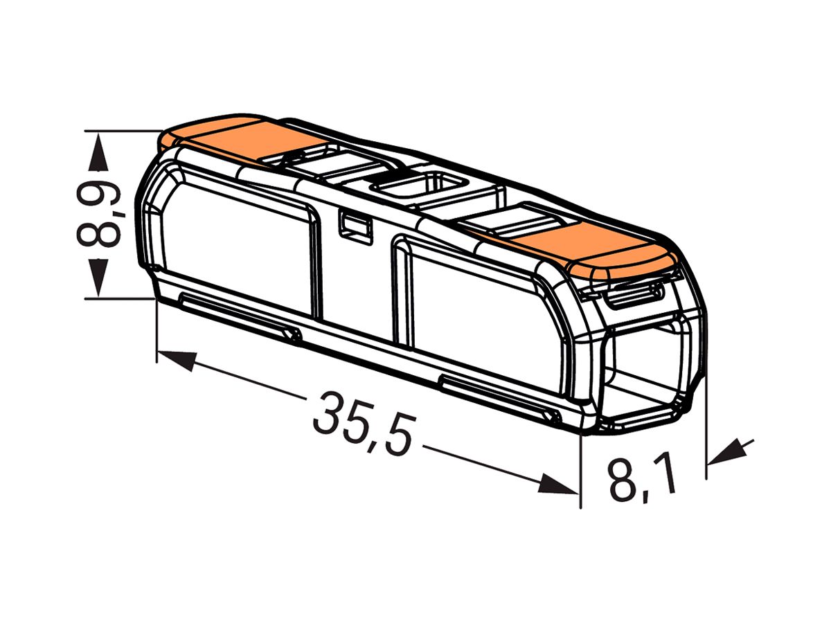 Verbindungsklemme WAGO 221 1×0.2…4mm² Hebel 32A 450V orange transparent