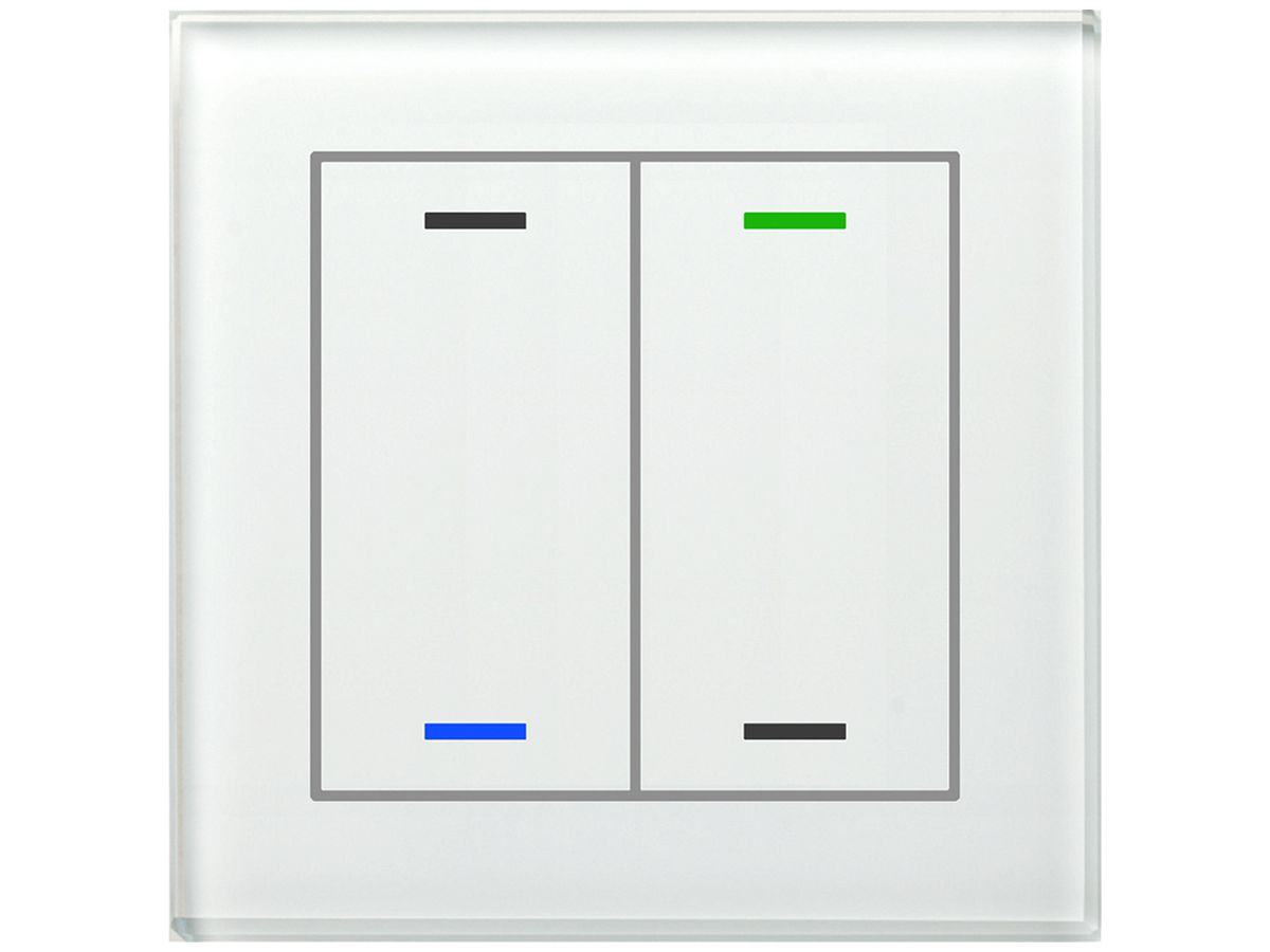 UP-Taster KNX RGBW MDT BE-GTL2TW.01 2T/4B Temp.Glas weiss "neutral"