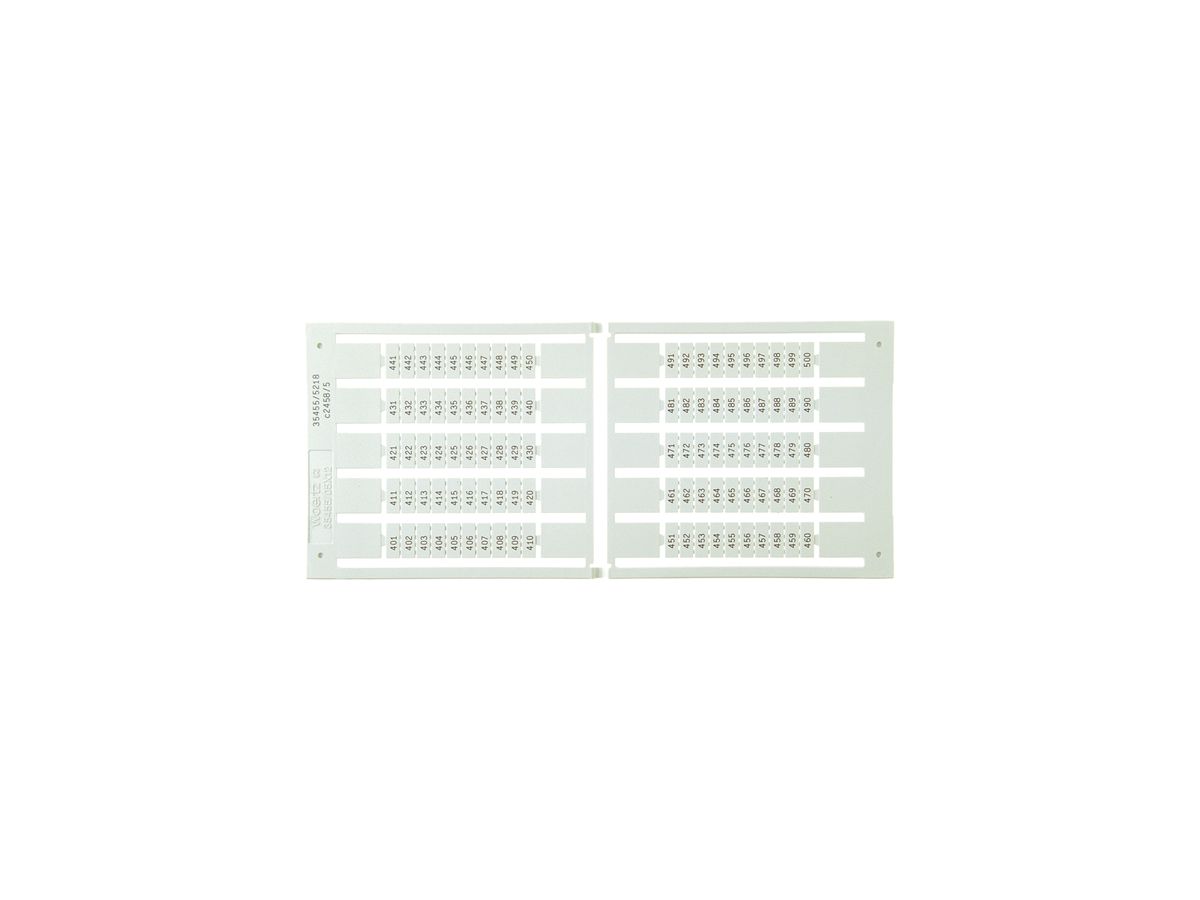 Bezeichnungsschildchen 5×9mm 1×401…500, 5 Kart. zu 100