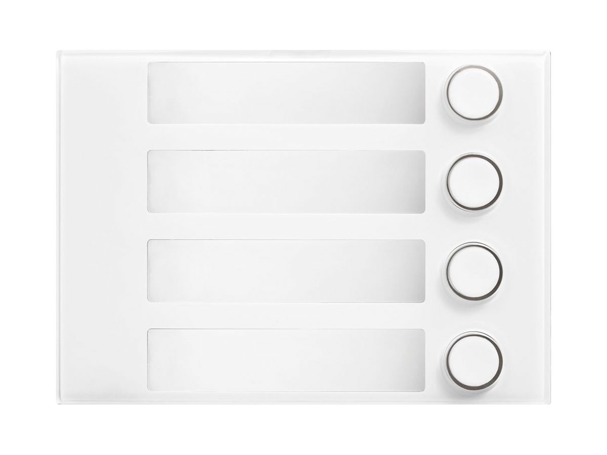 Frontplatte für Ruftastenmodul Urmet Alpha, 4×Taste, IP55, weiss