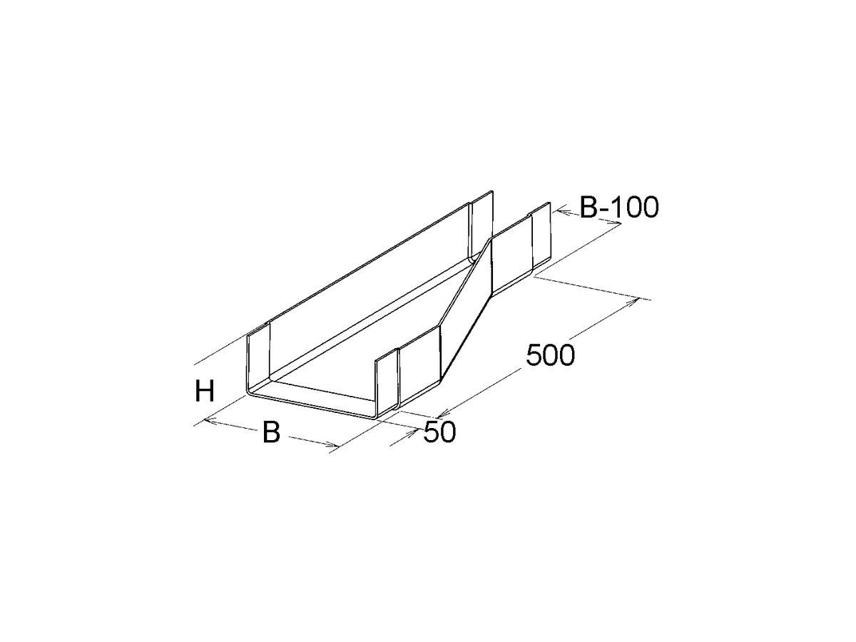 Reduktion Niedax links 400/300×80mm