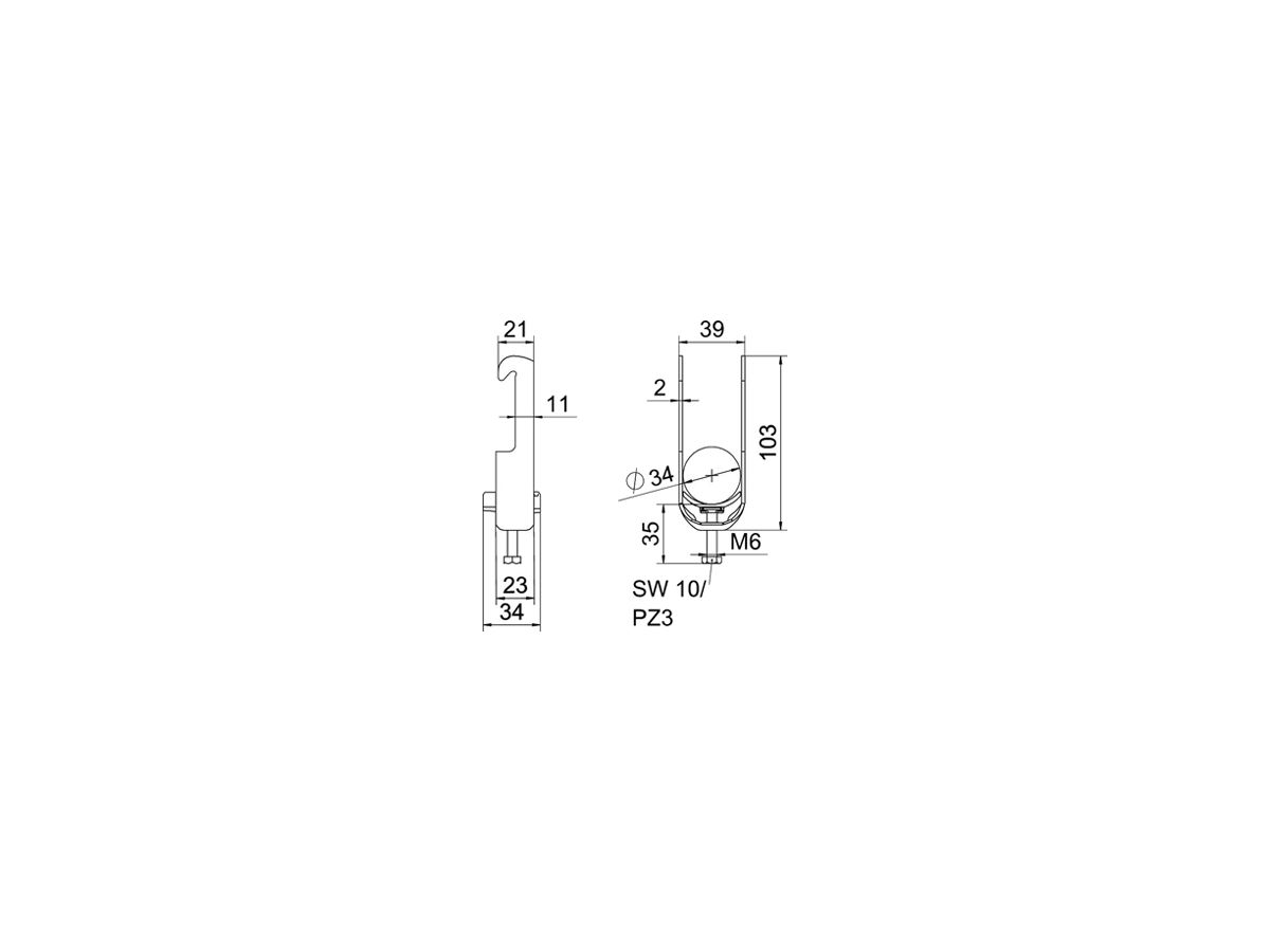 Schnellverleger BET 2056 W-Fuss Kunststoff 28…34mm 1×Kabel Aluminium