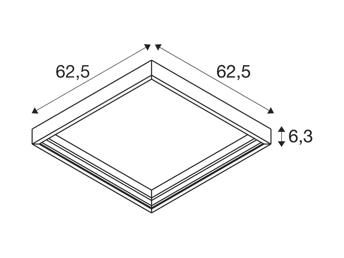 Anbaurahmen SLV PANEL 625 Stahl 625×625×63mm weiss