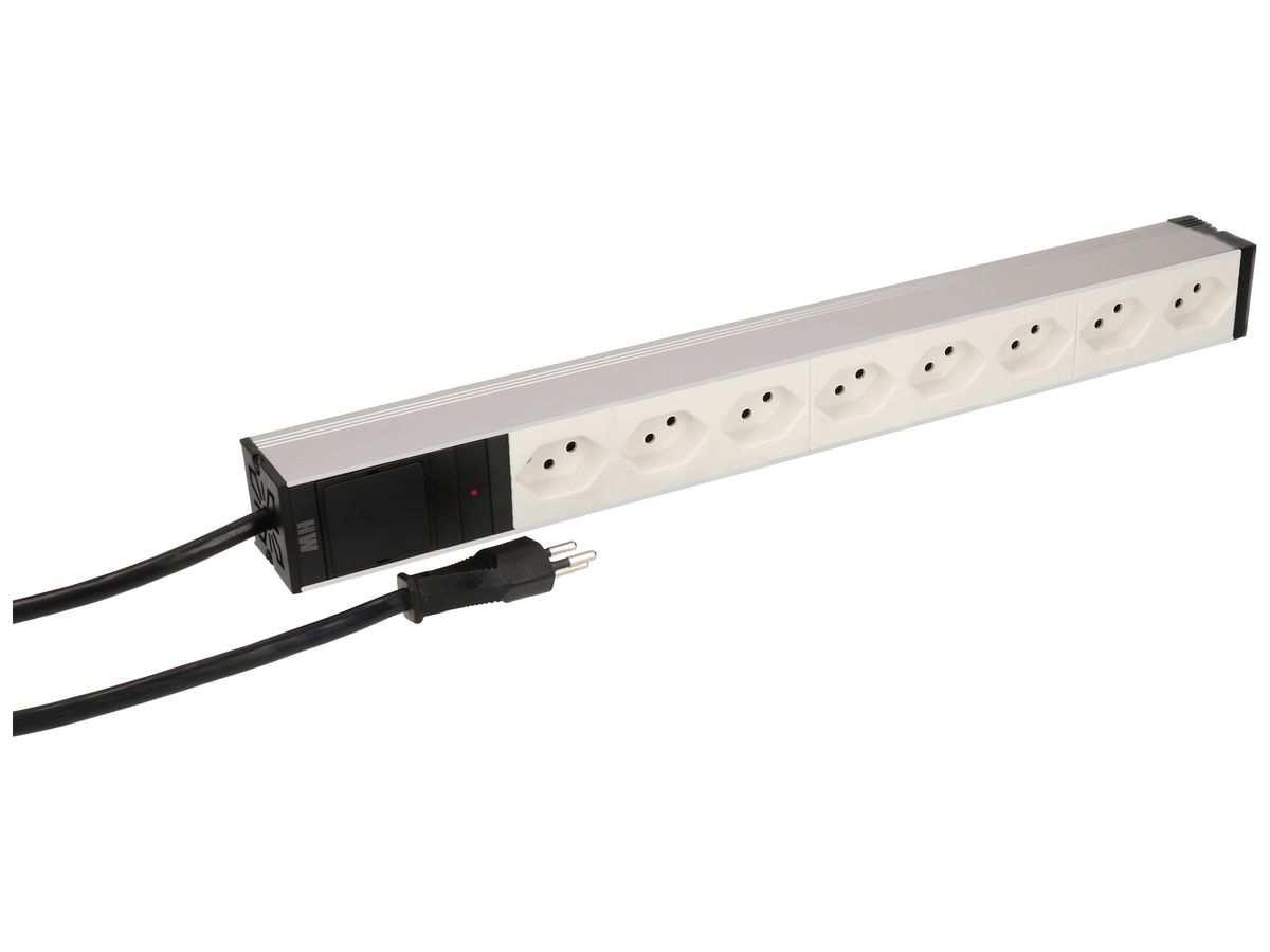 Steckdosenleiste 19" MAX HAURI SPLIT 8×T13 3m 1HE weiss/aluminium