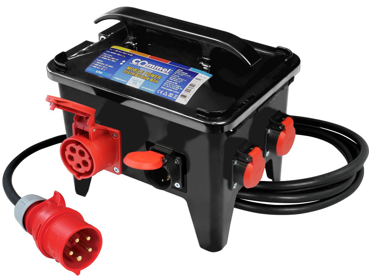Stromverteiler Mobil COM 32A IP44 - 1xFI,2xCEE 5L 16A,1xCEE 5L 32A, 5xT23
