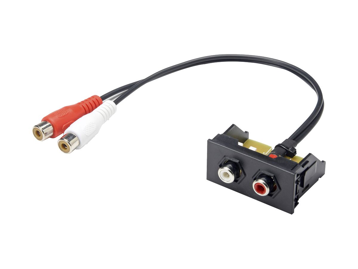 RCA-Modul Cecoflex für AV-Montagesystem, 2×RCA f/f, Kabel, schwarz