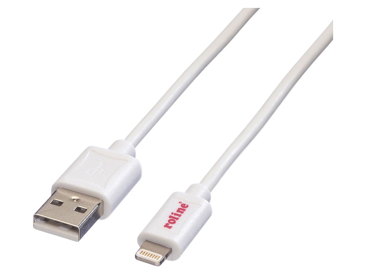 USB-Kabel ROLINE USB-A/Lightning (USB 2.0) 480Mbit/s weiss 0.15m