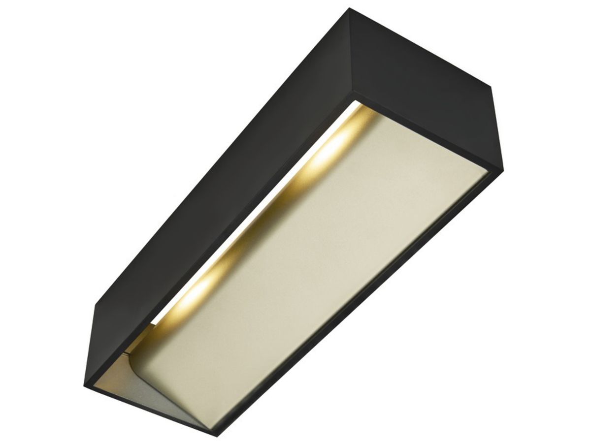 LED-Wandleuchte SLV LOGS IN L 19W 1100lm 2000…3000K 300×100×70mm schwarz/gold