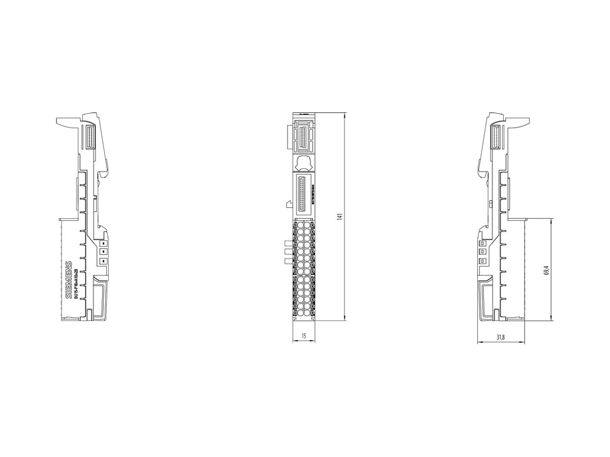 SPS-Basiseinheit Siemens SIMATIC ET200SP A0 BU15-P16+A10+2B, Push-In, 10 Stk