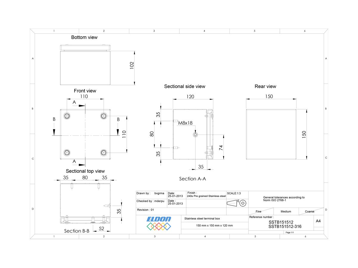 Klemmenkasten nVent HOFFMAN SSTB 150×150×120mm IP66 grau