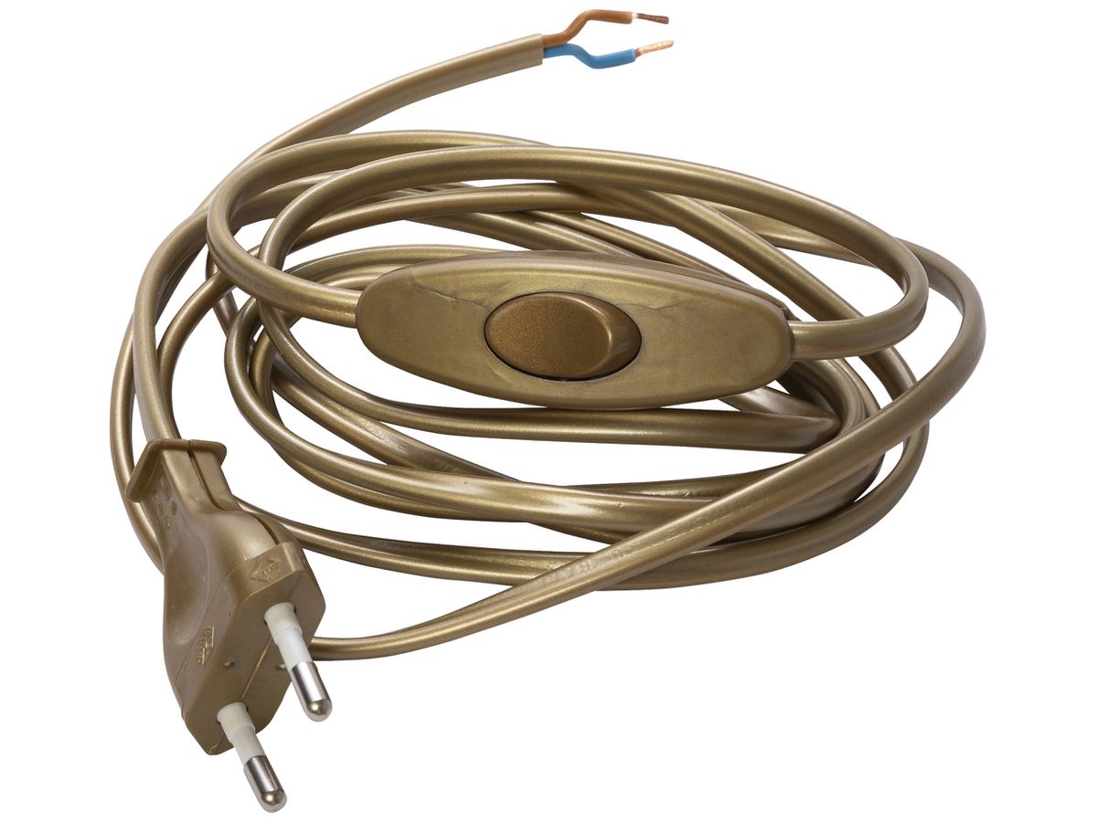 Anschlusskabel ELBRO PVC 2.5A 230V 2×0.75mm² Stecker T11 Schnurschalter 2m go