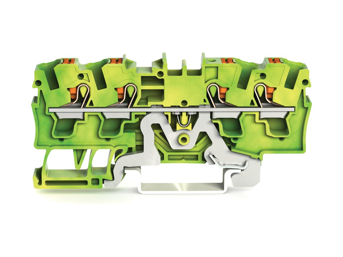 Schutzleiterklemme WAGO TOPJOB-S 4mm² 4L grün/gelb Serie 2204