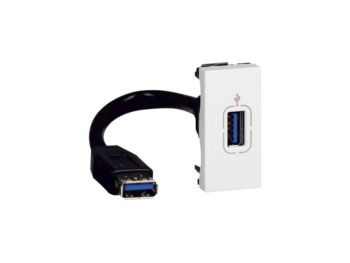 USB-Steckdose Data MOS USB 2.0 vorverdrahtet 1 Modul weiss