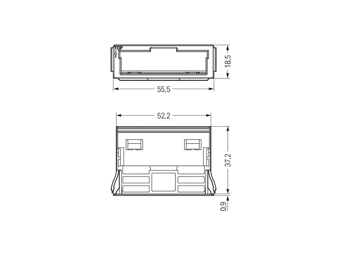 Snap-In-Rahmen WAGO 5L für Buchsen und Stecker 55.5×18.5×38.7mm PA 66 schwarz