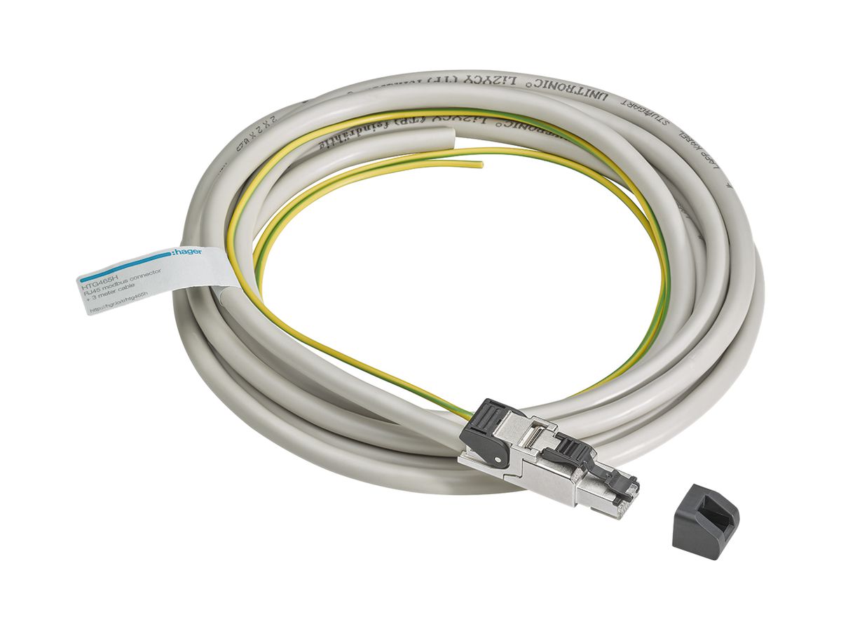 Modbus-Kabel Hager HTG465H 3m mit RJ45-Stecker und Schirmung