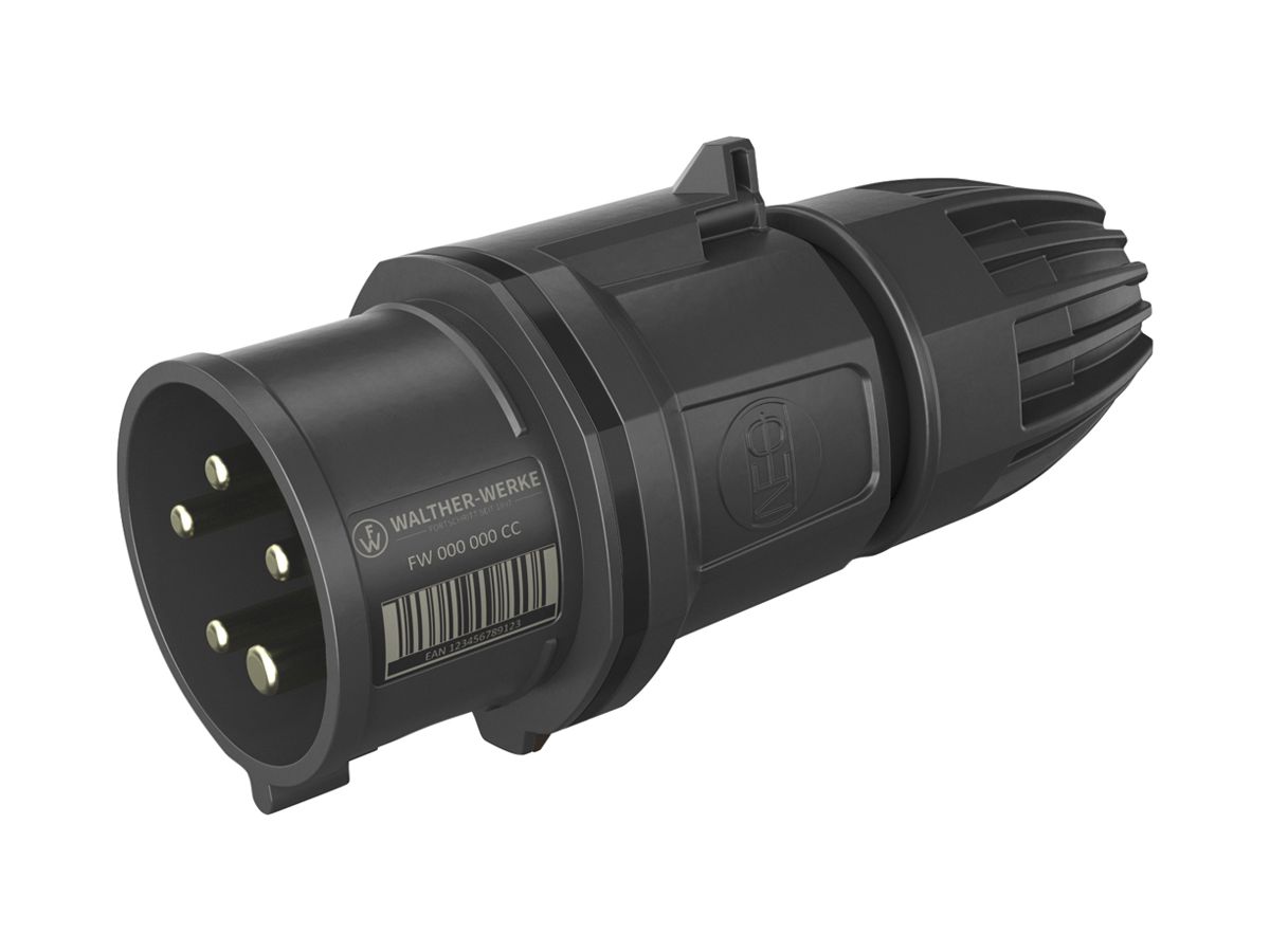 Stecker CEE NEO 5P 16A 500V 7h schwarz IP54 schraublose Klemme