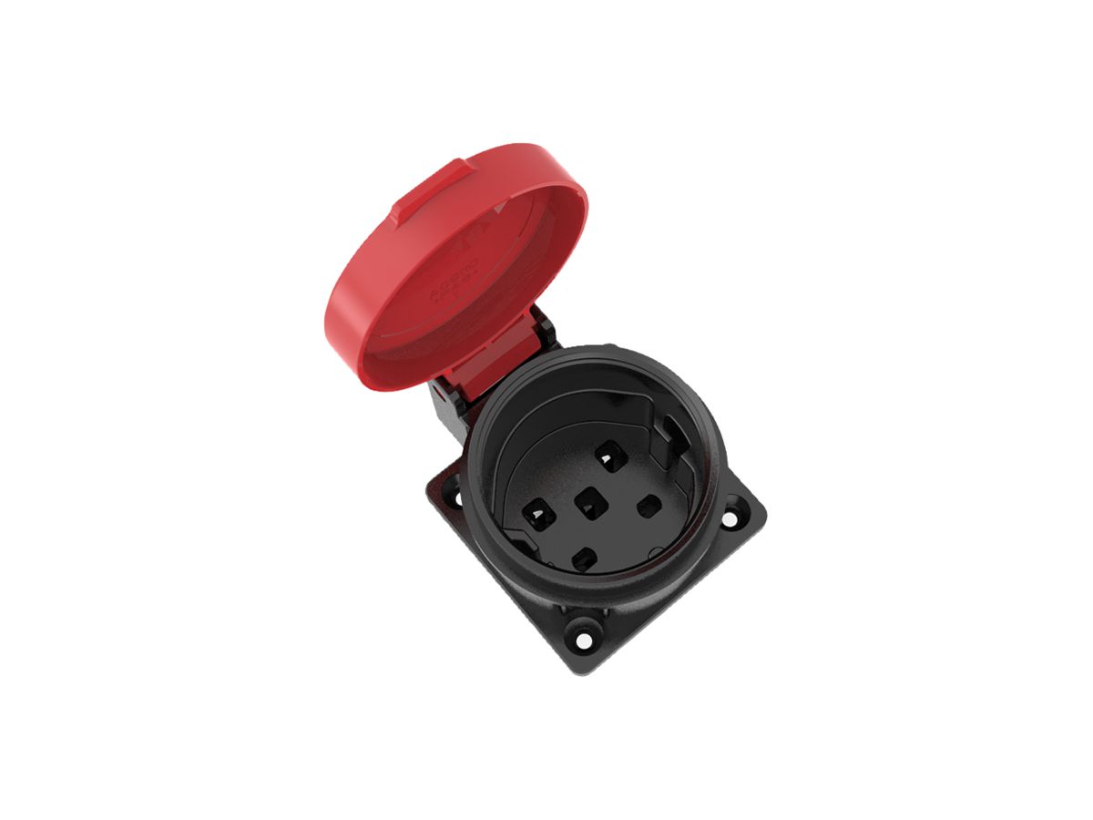 EB-Steckdose ELBRO T25 IP55 16 A 400 VAC IK08 schwarz/rot S+ inkl. Dichtung