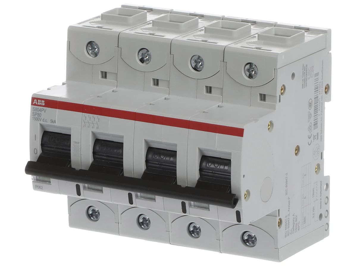 Leitungsschutzschalter ABB S804PV-SP80 4P 1500VDC 80A 5kA 6TE