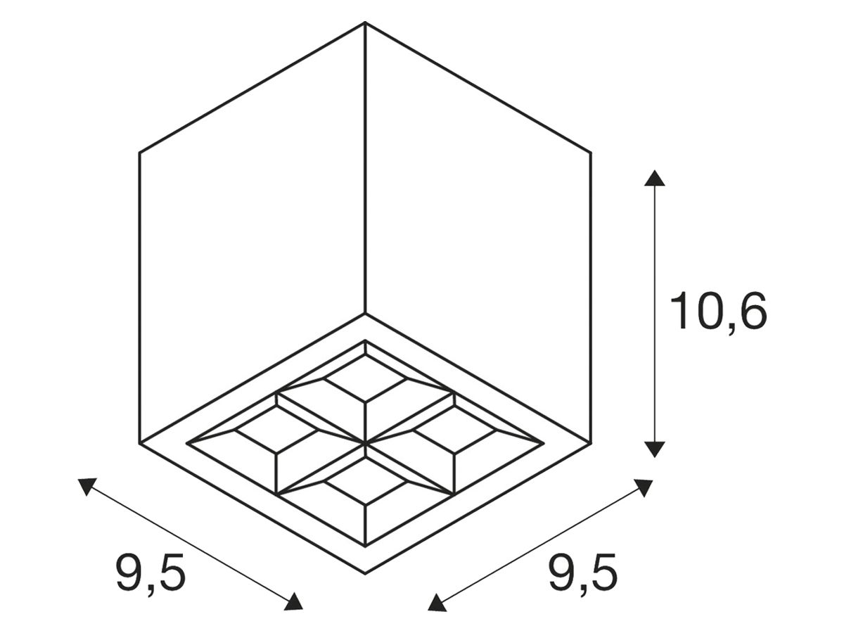 LED-Deckenleuchte SLV S-CUBE 15W 1000lm 827/830 IP65 DIM 95×95mm anthrazit