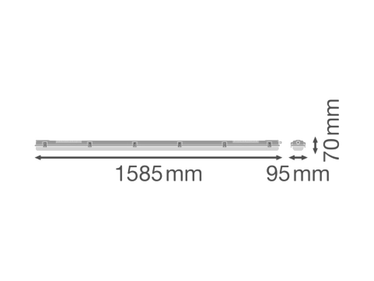 LED-Feuchtraumleuchte LEDVANCE DAMP PROOF G13 2×29W IP65 1585mm grau