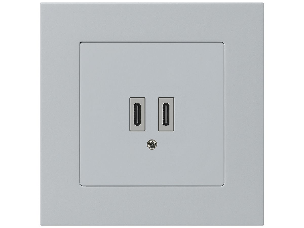 UP-USB-Ladesteckdose Hager kallysto.pro C-C 20W 5V 94×94mm grau