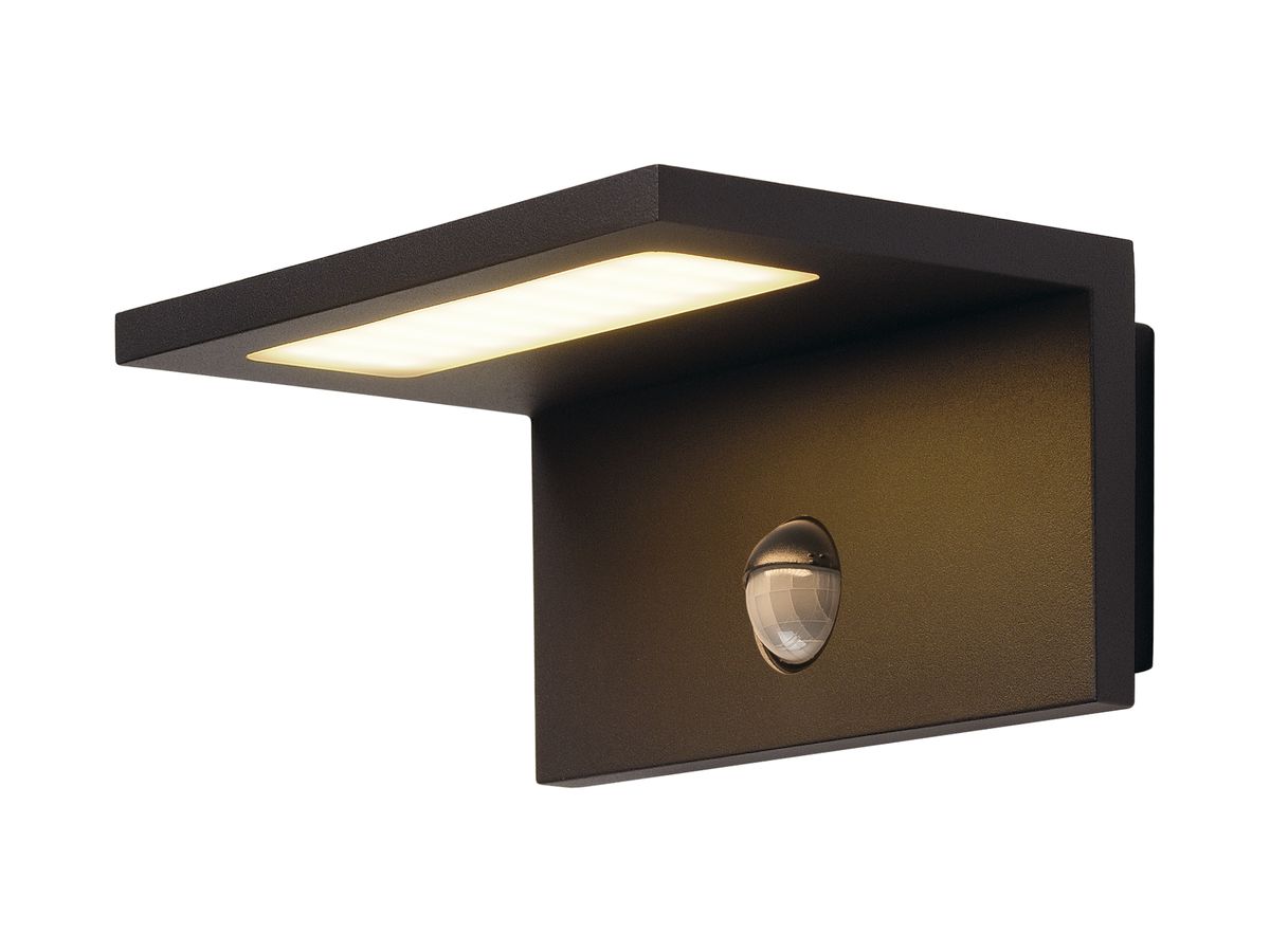 LED-Wandleuchte SLV SENSOR WL 9.8W 560lm 3000K IP44 100° 170×86×135mm anthrazit